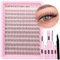 Goddvenus Wispy Cluster Lashes Kit 11-16 mm Eyelashes Individual Kit DIY Lash Clusters Natural Eyelash Extension Kit CD Curled Eyelash Clusters with Lash Bond and Seal and Lash Tweezers