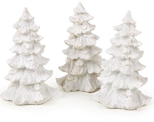 Logbuch-Verlag 3 kleine Deko Bäume Weihnachten 7,5 cm weiß Figuren glitzernd Tischdeko kleine Geschenke