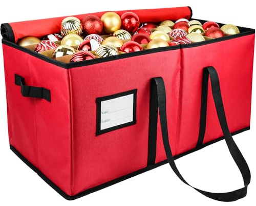 Mu Mianhua 128 Compartments Christmas Ornaments Storage Box Large Christmas Decoration Xmas Bauble Storage Box With Dividers 600D Oxford Christmas Decorations Storage Bag