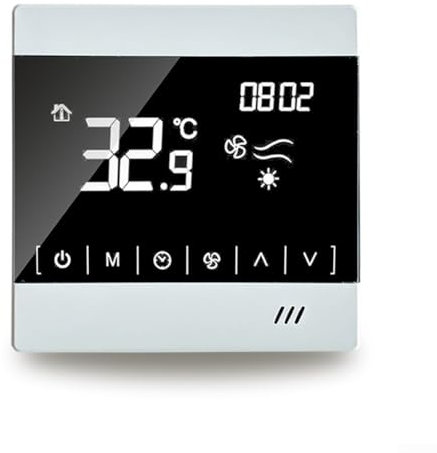 Entgoinggo Smart Thermostat, Programmable Airs Conditioning Thermostat, Fan Coil Thermostat, Temperature Controller Fan Coil Unit LCD Display