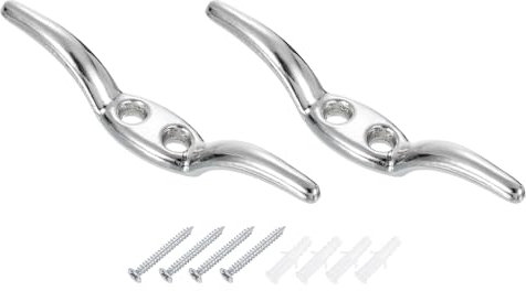 sourcing map 2Pcs 65x10mm Blind Cord Cleats, Blind String Safety Rope Zinc Alloy Holder, Window Cord Hooks with Screws for Curtains Sun Shades Ropes, Silver