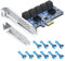 10 Ports PCIe SATA Erweiterungskarte, inklusive 10 STK. SATA Kabel, kompatibel mit Windows, Linux, Mac OS, NAS
