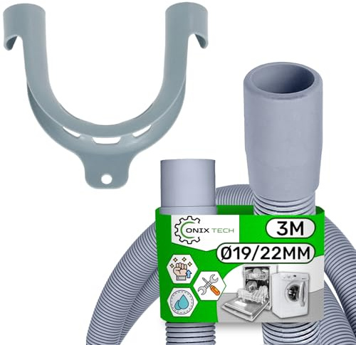 Universal Tubo Desague Lavadora y Lavavajillas con Soporte 3 m Ø 19/22 mm | Garantía de 5 Años - ONIX TECH
