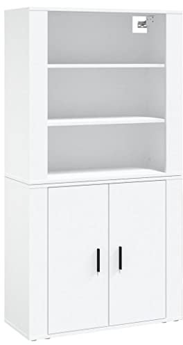 HEFZGDB Highboard Weiß Holzwerkstoff Küchenbuffet Barschrank Apothekerschrank Küche Vitrinenschrank Wohnzimmer für Dessert Shop Wohnstube Küche Café