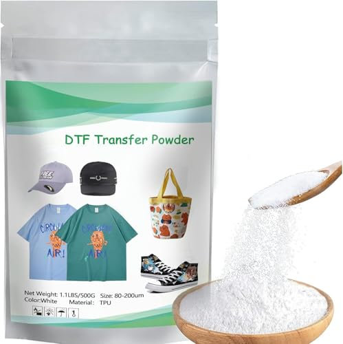 DTF Transfer Pulver, 500g, Weiß, Heißschmelz-Klebepulver für Sublimationsdrucker ET-8550, ET8500, XP-15000, L1800