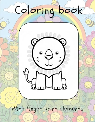 Coloring book with finger paint elements: Finger print coloring book with animals for very little ones