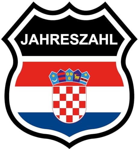 Samunshi® Kroatien Wappen mit Flagge und Jahreszahl Fahne Aufkleber Insigne Wohnmobil Aufkleber für Motorrad Fahrrad Roller oder Camper Camping Wohnwagen Mountainbike Rennrad 37 x 40cm