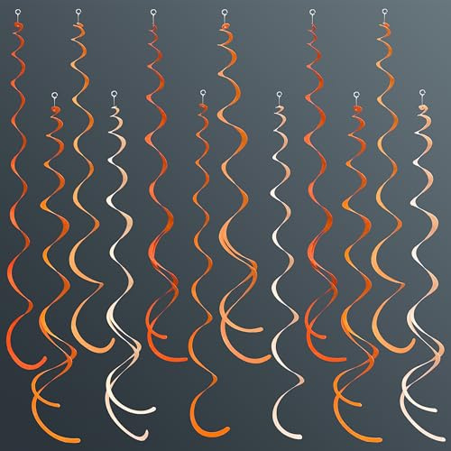 36Pcs Orange Tourbillonnantes Guirlande Décorations de Fête Ombré Orange Feutre Suspendue Guirlande de Plafond en Spirale pour Anniversaire Bapteme Mariage Diplôme Automne Récolte Thanksgiving Décor