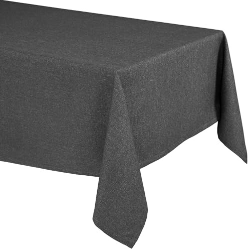 Elegante Tischdecke mit natürlicher Leinenoptik, Lina Tischdecke und Tischläufer, Größe und Farbe wählbar (Eckig 135x180 cm, Schiefergrau)