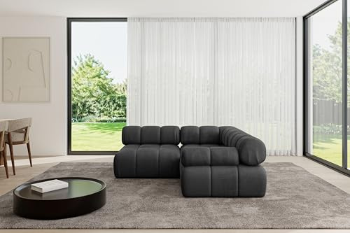 ALTDECOR Modulares Sofa Ecksofa in L-Form Corner modular Sofa Eckcouch Couch Wohnlandschaft Cauchsofa Polstersofa Mende-L1-190x190x70 cm Schwarz