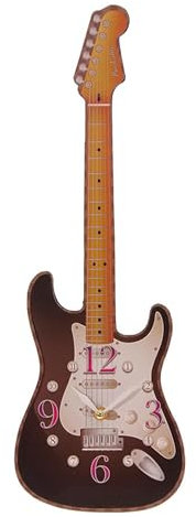 M1SS Guitar Shaped Wall Clock Brown – 50cm | Ted Smith Design | Cool Decor for Men – Gaming Room, Bedroom, Office – Preppy & Aesthetic Wall Accessories