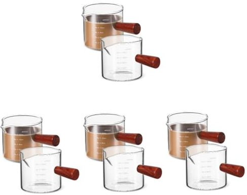 Tazas Medidoras Asa De Madera Tazas De Espresso Para Café Con Graduaciones Claras Para Hogar Y Cafeterías 2 Piezas X 4