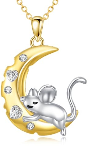 JERWLI 925 Sterling Silver Animal Necklace Cow/Dragon/Wolf/Sloth/Mouse/Fox Pendant Western Jewellery for Women