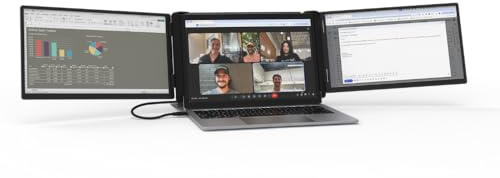 Xebec Tri-Screen 3 for Macs | Portable Triple Monitor Setup w/Adapter | two 13.3 FHD displays with Mac adapter, used with free driver download, single USB-C setup, free case, fits 13-18 laptops