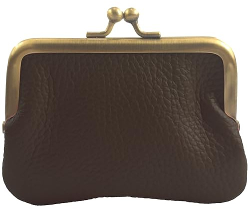 modamoda de P07 Damen Leder Geldbörse, Portemonnaie, klein, Handmade in Italy (Dark Chocolate)