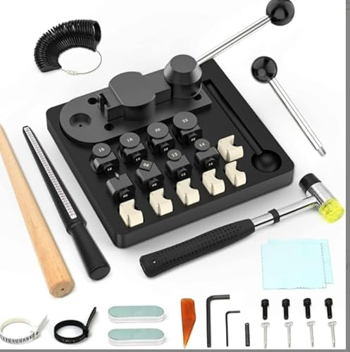 Lifegogo 30Pcs Ring Bending Tool Set: Metal Ring Bender Tool for Spoon Rings Jewelry Making Kit with Nylon Mold Rubber Hammer for Beginners Hobbyists