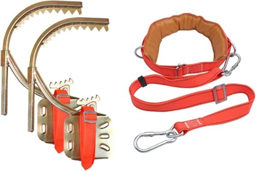 Herramientas de escalada de árboles con picos de escalada portátiles, zapatos de diámetro ajustable, incluye cinturón y guantes para escalada segura