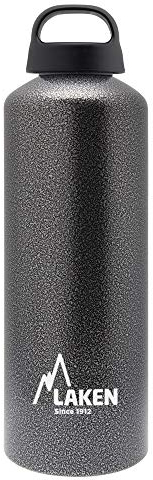Laken Classic Alu Trinkflasche Weite Öffnung Schraubdeckel mit Schlaufe, BPA frei Aluminiumtrinkflasche, 1L, Granit