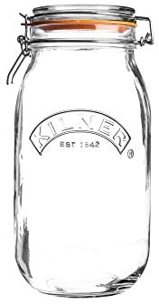 Kilner Clip Top Jar 1.5 Litre (1500 ml) Airtight Glass Storage Jar for Preserving Fruits Vegetables Coffee Tea Rice Flour Nuts Pasta