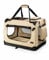 lionto Hundetransportbox faltbar für Reise & Auto, 60x42x44 cm, stabile Transportbox mit Tragegriffen & Decke für Katzen & Hunde bis 12 kg, robuste Hundebox aus Stoff für klein & groß, beige