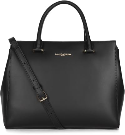 LANCASTER | Smooth Or - Sac à Main Refente de Cuir de Vachette Lisse Noir