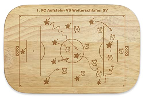 KIXY Frühstücksbrettchen Gummibaumholz Geschenk Weihnachten Geburtstag - Fußball Taktik Plan