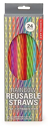Kikkerland CU230 Rainbow Reusable Straws (20 Pack), Plastic, Multicolor