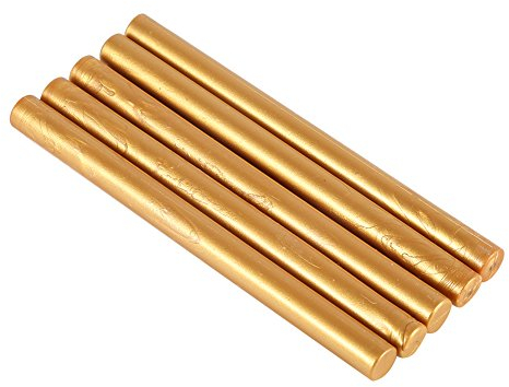 5er Siegel Stempel Wachs Sticks 10 Farben Manuskript Siegellack für Vintage Geburtstag Hochzeit Einladungskarten(Gold)