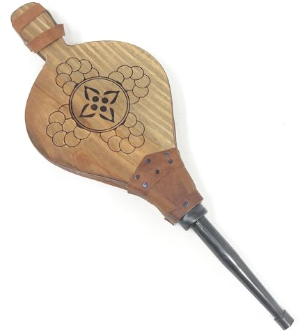 MGE - Soffietto Manuale per Camino e Barbecue - Soffiatore Camino e Barbecue - Mantice per Camino in Legno Naturale - Accessori Camino - Utensili Camino a Legna - 43 cm