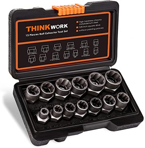 THINKWORK Set di estrattori per bulloni e dadi a impatto e spelati, congelati, arrugginiti 14 pezzi