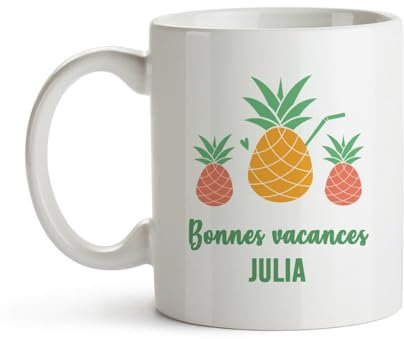 CADEAUX.COM - Mug Personnalisé En Céramique - Ananas/Message + Prénom - Résiste Au Micro-ondes Et Lave Vaisselle - Idée Cadeau Personnalisé