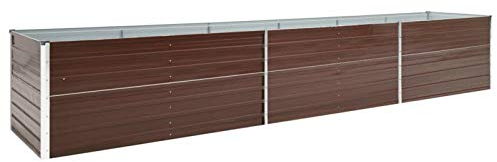 Tidyard Arriate de Jardín Jardinera Madera Exterior Macetero Jardín de Acero Galvanizado Marrón 480x80x45 cm