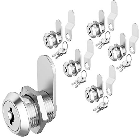 BOZXYE Premium Kabinett-Nockenschlösser, gleichschließend Cam-Lock-Set, sichere Dateien Schubladen Mailbox RV Camper Tür Werkzeugkasten, Zinklegierung (5 Pack 5/8 Inch)