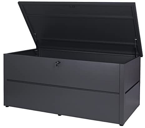 Gartentruhe HWC-J56, Aufbewahrungsbox Auflagenbox Truhe, Wasserdicht Metall Edelstahl 69x165x85cm 692l - anthrazit