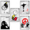 Boikal Collection Bilder Collage Wandbilder ohne Rahmen Poster Set Banksy - Charlie Brown - 5-teilig, 20 x 30 cm A4