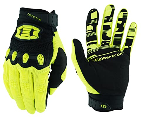 Seibertron Handschuhe Jugend/Kinder BMX MX ATV MTB Rennrad Mountainbike Fahrrad Offroad/Dirtbike für Motorradrennen Motocross Sport Touch-Erkennung voller Fingerabdeckung Fluo Yellow S