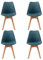 H.J WeDoo 4er Set Küchenstühle Esszimmerstühle Modern Esszimmermöbel, mit Massivholz Buchenholz Bein und Kissen aus PU-Leder, Dunkelblau