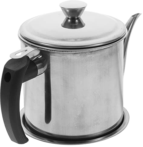 CALLARON 1 Set Stainless Steel Oil Pot Meat Oil Strainer Kitchen Oil Container Grease Oil Container Tea Brewer Cooking Oil Container Cooking Oil Keeper Teapot with Infuser Food Decanter