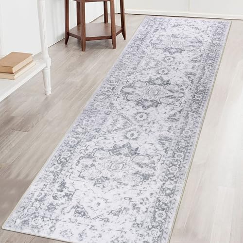 Famibay Läufer Teppiche für Flur, rutschfest, 240 cm, Flur, Teppichläufer, extra lang, Küchenläufer, Teppich, waschbar, grauer Teppich, Fußmatten für Flur, Eingangsbereich, Schlafzimmer, Waschküche