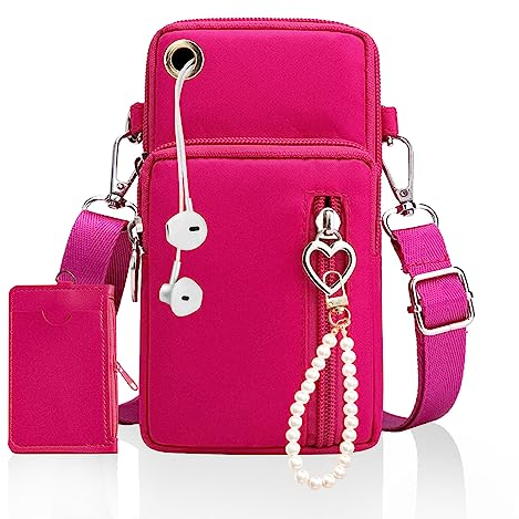 Pochette Portable Bandoulière Femme 3 Pcs Telephone Portable Sac Bandouliere Avec Prise Casque Sacoche Bandoulière Pochette Femme Bandouliere Réglable Avec Porte-Clés Chaîne En Perlesporte-Cartes
