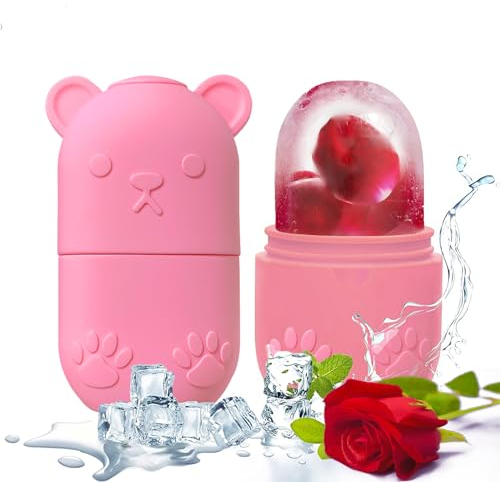 Facial Ice Roller, Ice Face Roller for Face and Eyes,Facial Massager Skin Care Tools, Bear Ice Roller Reusable Facial Treatment to Tighten & Tone Skin & De-Puff The Eye Area Silicone Ice Cube Trays