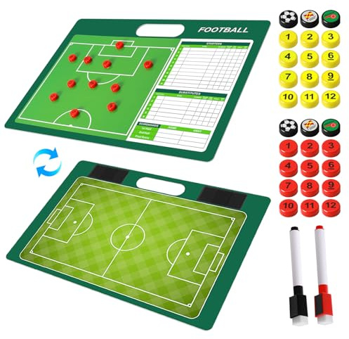Desoto Fußball Taktik Tafel Tragbare Fußball Magnettafel 2 Seiten Coaching Klemmbrett mit Stift & trocken abwischbaren Marker