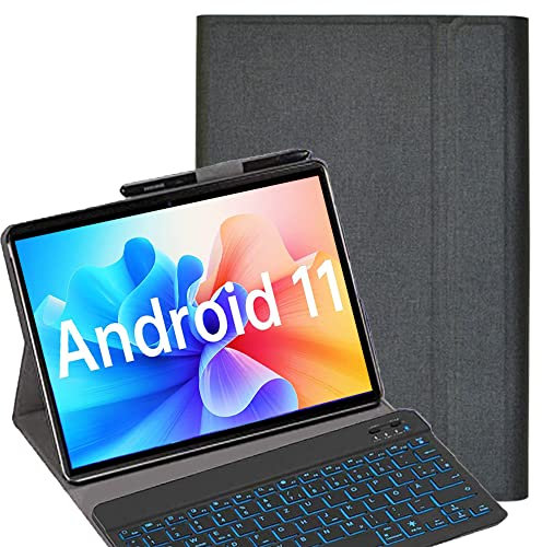 YHFZR Tastiera Custodia per Teclast M50 PRO 10 Pollici, [Italiana Layout] 7 Colori Backlit Tastiera Wireless con Custodia Protettiva per Teclast M50 PRO 10 Pollici, Nero
