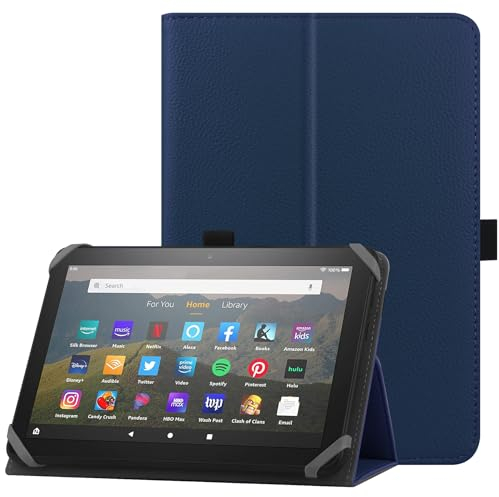 HoYiXi Custodia universale per 7-8 pollici tablet Fire HD 8 2020/2022 e Fire HD 8 Plus 2020/2022 con supporto e Cover protettiva per cinturino da polso per 7-8 Samsung Lenovo Android tablet - blu