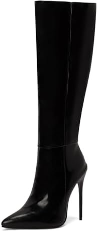 Carkuolary Womens Knee Stivali Alti Sexy Appuntito tacco a spillo High Heel Long Autunno Stivali Moda & Classico Dress Scarpe per donne Ragazze Le signore nero Numero 35