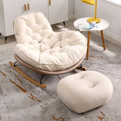 LOERSS Glider-Stuhl Mit Gepolsterter Rückenlehne Und Armlehnen, Freizeit-akzent-Sessel, Breiter Sitz-schaukelstuhl, Schaukelsessel Mit Massivholzbeinen Und Hoher Rückenlehne, Für Wohnzimmer, Hotel