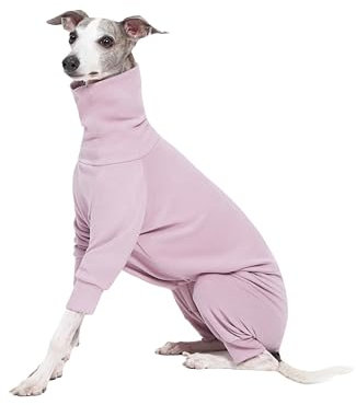 ESCCBOO Kuscheliger Baumwoll-Einteiler für italienische Windhunde, Whippets, superweicher, Warmer Schlafanzug und Overall (Größe M, Violett)