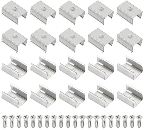 PATIKIL Clip per Strisce LED con Viti, per lunghezza 9-10mm LED, 60pz | Staffe Montaggio in Acciaio Inossidabile, Supporto Morsetto a Clip Fissaggio per Cavo per Illuminazione a Strisce LED