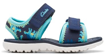 Clarks Surfing Tide Toddler Textile Sandals In Navy Size 6.5