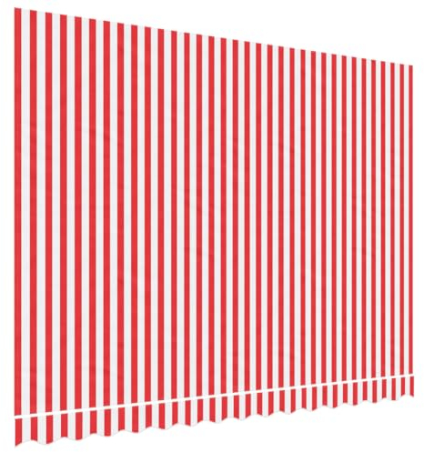 vidaXL Markisenbespannung, Markisenstoff UV-beständig, Markisentuch Wasserabweisend, Ersatzstoff Markisen-Zubehör, Rot Weiß Gestreift 3,5x2,5m